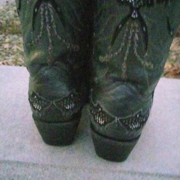 Corral Eagle Rhinestone and Stud Cut-Out leather Black/ Silver Cowgirl size 9.5 - Picture 9 of 14